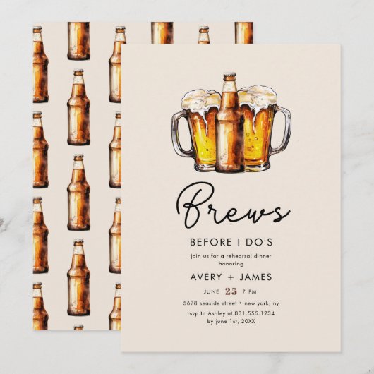 Brouwt voor ik doe Bier bruiloft repetitie diner Kaart (Voorkant / Achterkant)
