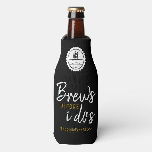 Brouwt voor ik doe's co-ed bruiloft douche flesjeskoeler (Fles Voorkant)