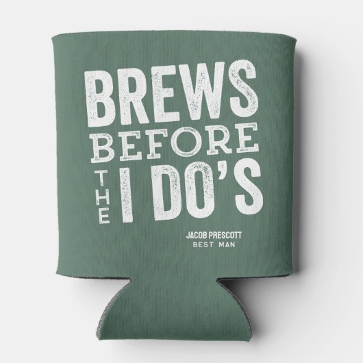 Brouwt voor ik doe's leuke groene gepersonaliseerd blikjeskoeler (Achterkant)