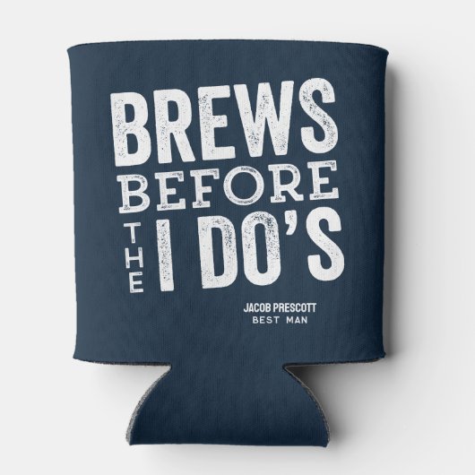 Brouwt voor ik doe's navy bier bruiloft gepersonal blikjeskoeler (Achterkant)