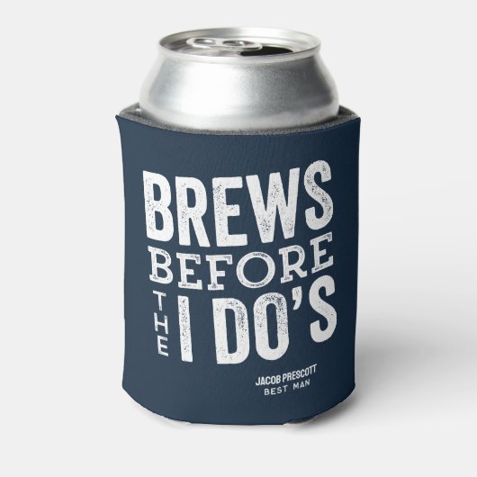 Brouwt voor ik doe's navy bier bruiloft gepersonal blikjeskoeler (Blikje Achterkant)