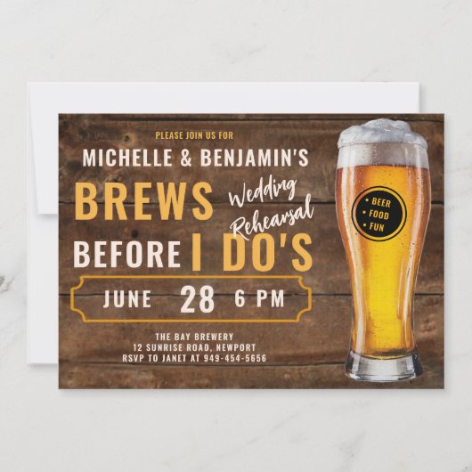 Brouwt voordat ik doe brouwerij bruiloft repetitie kaart (Voorkant)