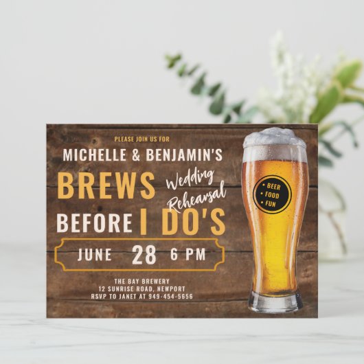 Brouwt voordat ik doe brouwerij bruiloft repetitie kaart (Staand voorkant)