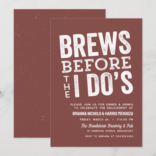 Brouwt voordat ik Do's brouwerij verlovingsfeestst Kaart (Voorkant / Achterkant)