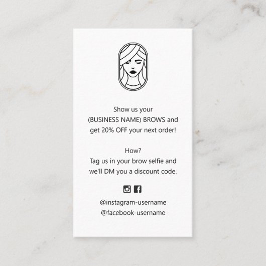 Brow and Lash Extension Discount Coupon Business Visitekaartje (Voorkant)