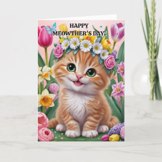 Brow and White Cat voor Pet Mom op Moederdag Feestdagen Kaart