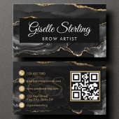Brow Artiest QR Code Zwart Gouden Agaat Luxe Visitekaartje