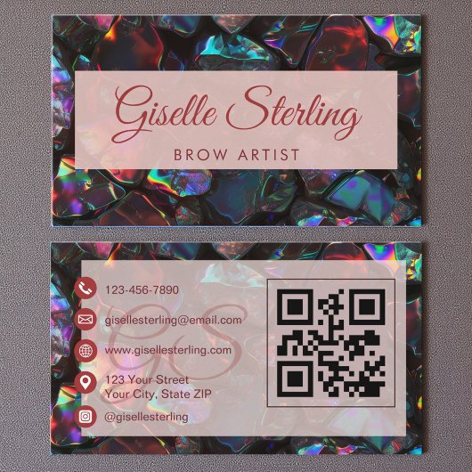 Brow Artist Black Opal Edelsteen QR-code Visitekaartje