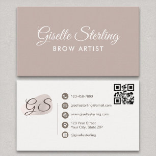 Brow Artist Blush Mauve Moderne Elegante QR-code Visitekaartje