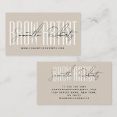 Brow artist modern typography script beige visitekaartje (Voorkant / Achterkant)
