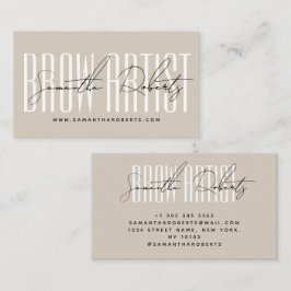 Brow artist modern typography script beige visitekaartje