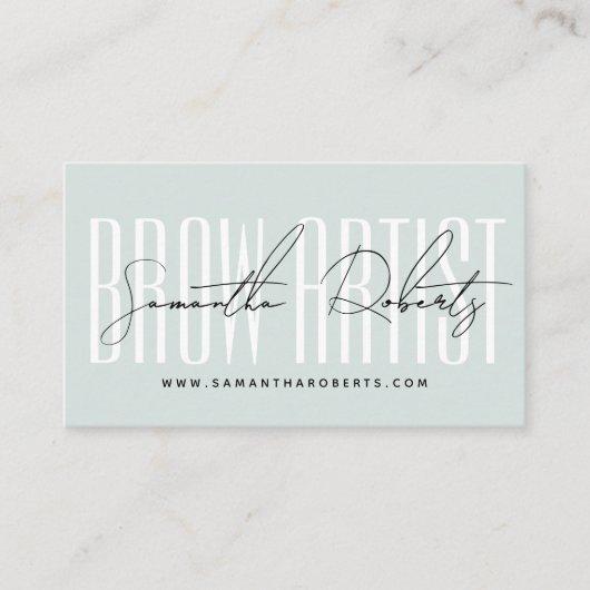 Brow artist modern typography script blue visitekaartje (Voorkant)