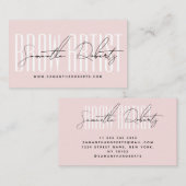 Brow artist modern typography script blush pink visitekaartje (Voorkant / Achterkant)