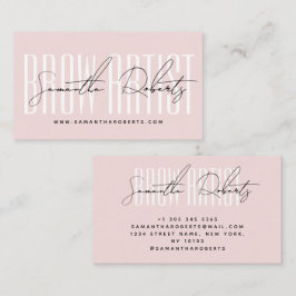Brow artist modern typography script blush pink visitekaartje