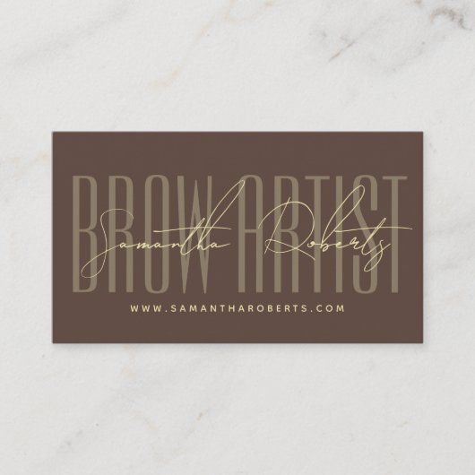 Brow artist modern typography script brown visitekaartje (Voorkant)