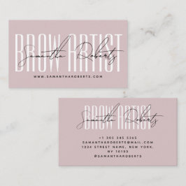 Brow artist modern typography script neutral pink visitekaartje