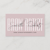 Brow artist modern typography script neutral pink visitekaartje (Voorkant)