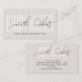 Brow artist modern typography script pink pearl visitekaartje (Voorkant / Achterkant)