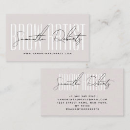 Brow artist modern typography script pink pearl visitekaartje
