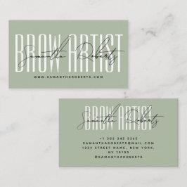 Brow artist modern typography script sage green visitekaartje