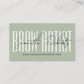 Brow artist modern typography script sage green visitekaartje (Voorkant)