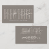 Brow artist modern typography script taupe visitekaartje (Voorkant / Achterkant)