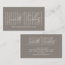 Brow artist modern typography script taupe visitekaartje