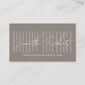 Brow artist modern typography script taupe visitekaartje (Voorkant)