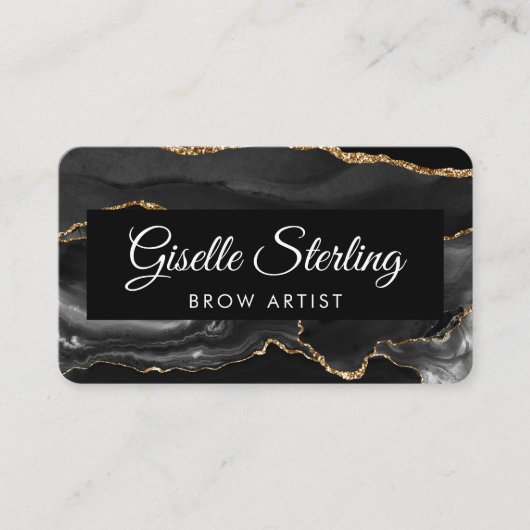 Brow Artist QR Code Black Gold Visitekaartje (Voorkant)