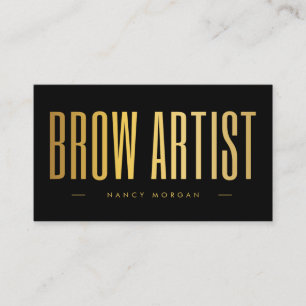 Brow Artist QR-code & Logo Zwart en Goud Visitekaartje