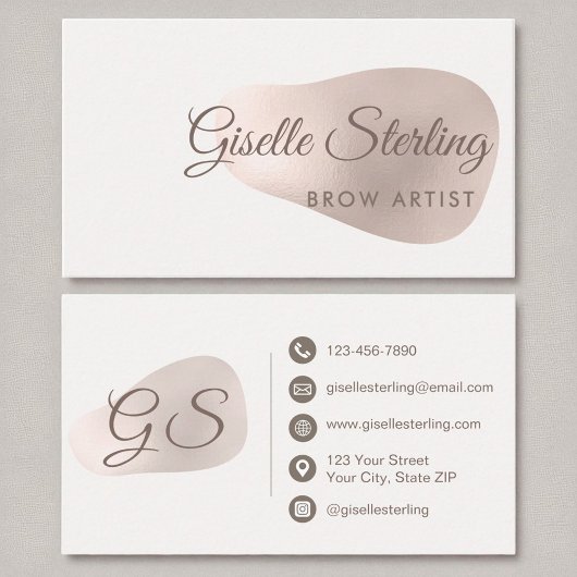 Brow Artist Roos Gold Foil Blush Beauty Abstract Visitekaartje