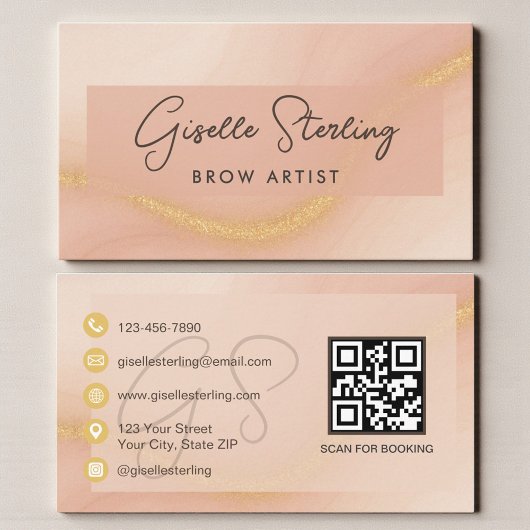 Brow Artist Watercolor QR Code Visitekaartje