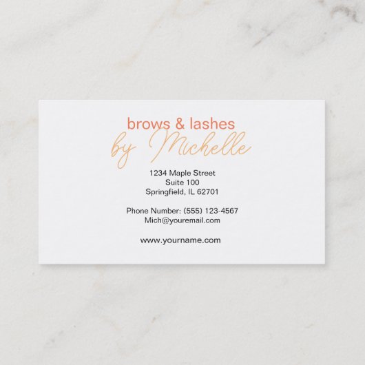 Brow Bar Microblading Lash Extensions Minimalist Visitekaartje (Achterkant)