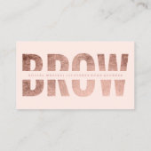 Brow cut out faux roos gold typografie blush roze visitekaartje (Achterkant)