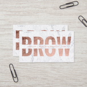 Brow cut out faux roos gold typografie marmer visitekaartje