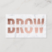 Brow cut out faux roos gold typografie marmer visitekaartje (Achterkant)