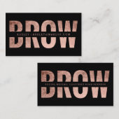 Brow cut out faux roos gold typografie zwart visitekaartje (Voorkant / Achterkant)