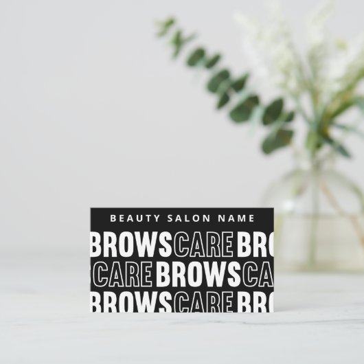 Brow Instruction Black Pattern Brows Aftercare PMU Visitekaartje (Staand voorkant)