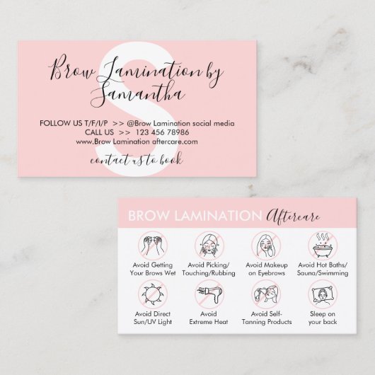 Brow Lamination Advocate Post Instruction Visitekaartje (Voorkant / Achterkant)