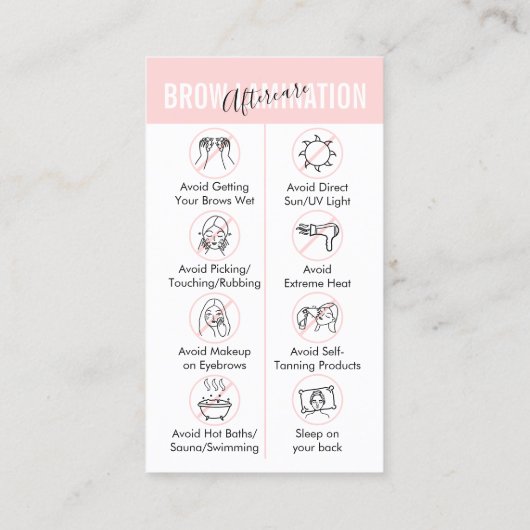 Brow Lamination Advocations Instructions Visitekaartje (Achterkant)