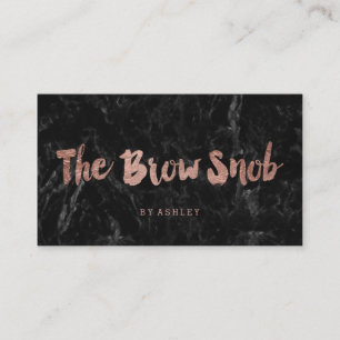 Brow logo faux roos gouden typografie zwarte marme visitekaartje