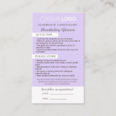 Brow Microblading Aftercare & Appointherinnering Visitekaartje (Voorkant)