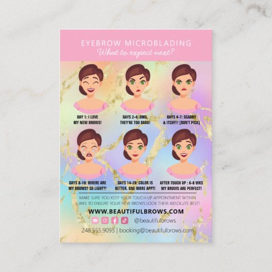 Brow Microblading Aftercare & Appointmarmer B Visitekaartje (Achterkant)