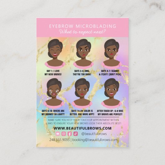 Brow Microblading Aftercare & Appointmarmer Visitekaartje (Achterkant)