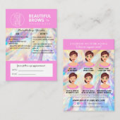 Brow Microblading Aftercare Crystal Holographic Visitekaartje (Voorkant / Achterkant)