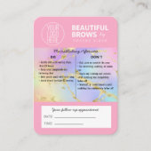 Brow Microblading Instructions Care & Apps Visitekaartje (Voorkant)