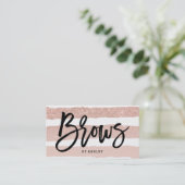 Brow modern elegant typografie roos gouden strepen visitekaartje (Staand voorkant)