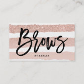 Brow modern elegant typografie roos gouden strepen visitekaartje (Voorkant)