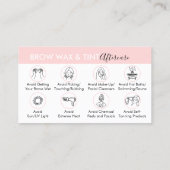 Brow Wax Tint Aftercare Instruction Visitekaartje (Achterkant)