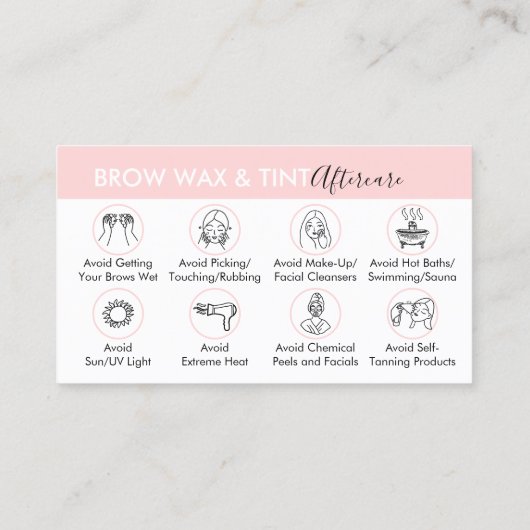 Brow Wax Tint Aftercare Instruction Visitekaartje (Achterkant)